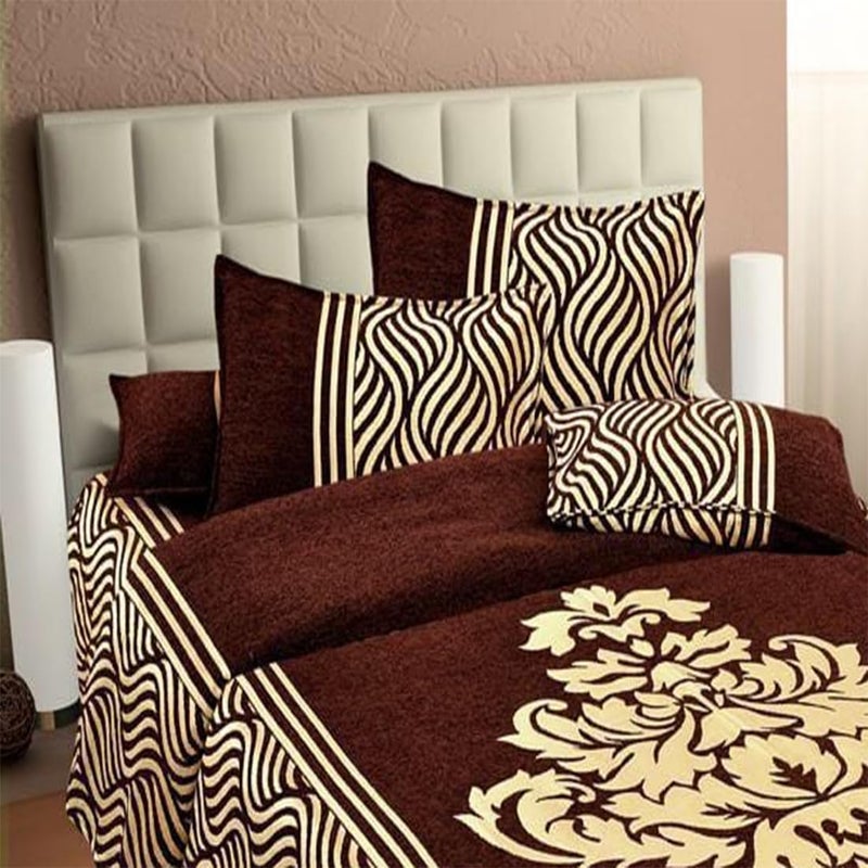 STARNSTYLE Chenille Velvet 500 TC King Size Bedsheet with 2 Pillow Covers - Wine - Image 3